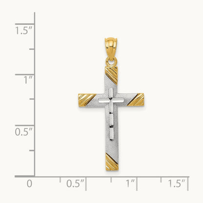 w/Rhodium Cross Pendant, 14K
