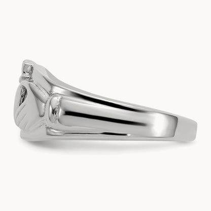 Ladies Claddagh Ring, 14K White Gold