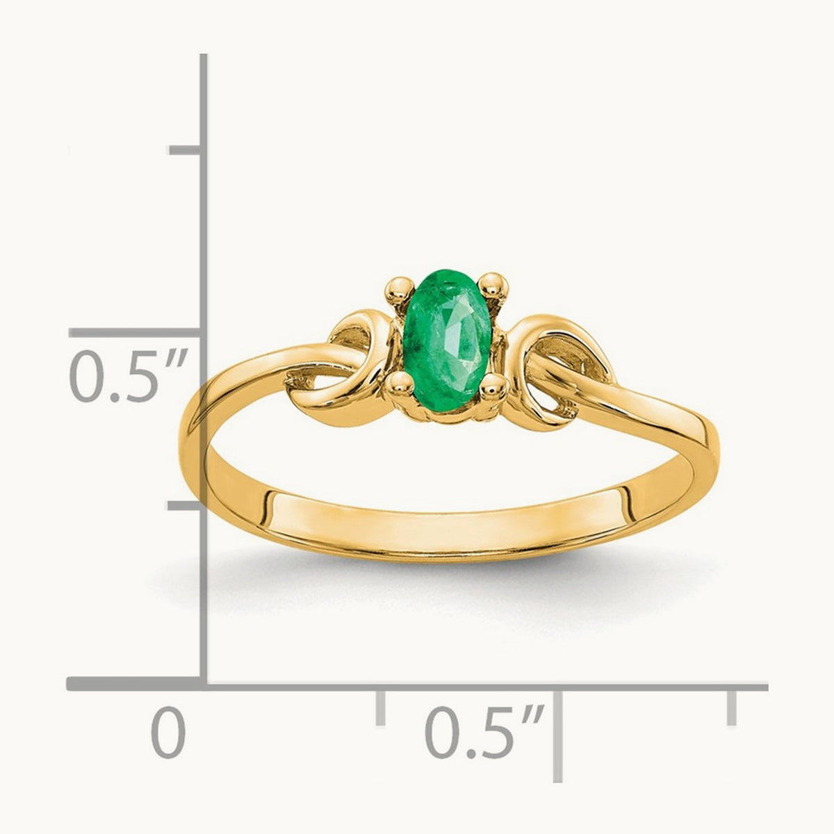 5x3mm Oval Emerald ring, 14K