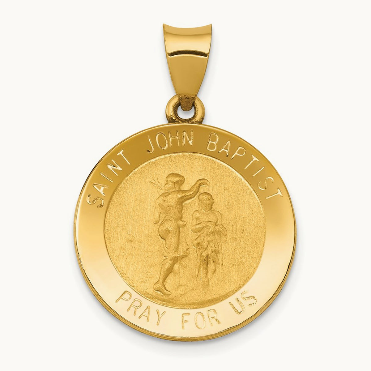 Polished and Satin St John Baptist Medal Hollow Pendant — photo set