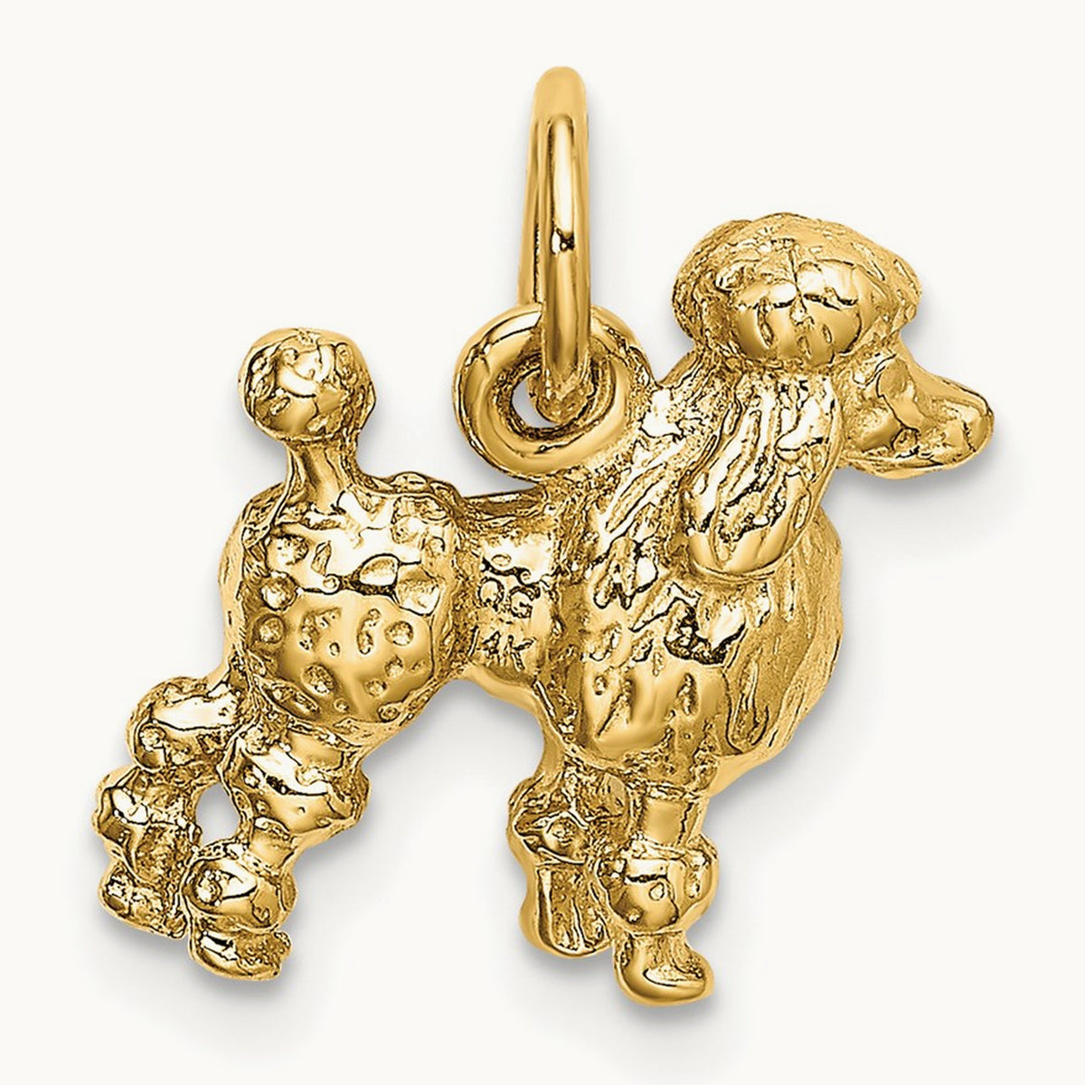 Solid 3-D Poodle Charm, 14K