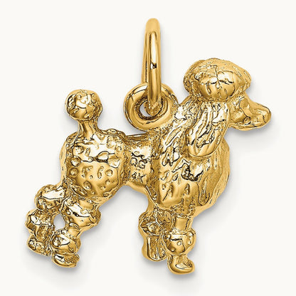 Solid 3-D Poodle Charm, 14K