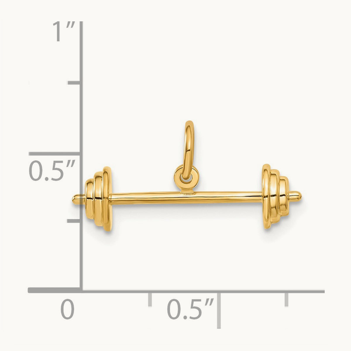 3D Barbell Charm, 14K