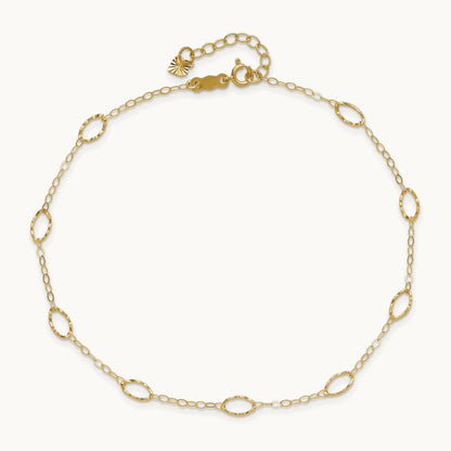 Oval Shapes 10in Plus 1in ext Anklet, 14K