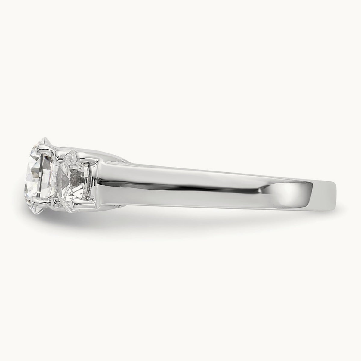 3-Stone Diamond Peg Set Semi-mount Engagement Ring, 14K White Gold