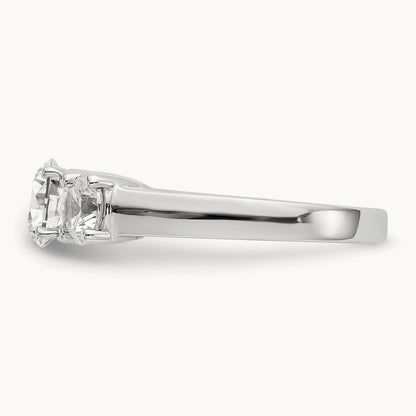 3-Stone Diamond Peg Set Semi-mount Engagement Ring, 14K White Gold