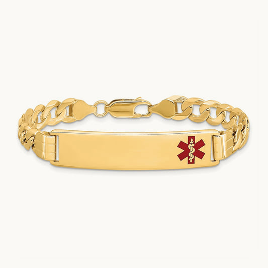 Medical Red Enamel Curb Link ID Bracelet, 14K