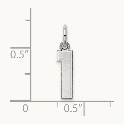 Small Satin Number 1 Charm — 14K White Gold