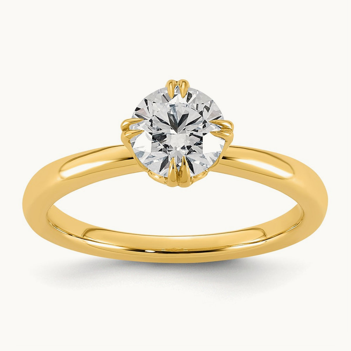 Round Center Solitaire Ring, 1-4 ct Lab-Grown Diamond