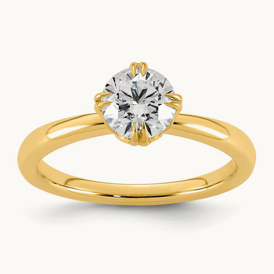 Round Center Solitaire Ring, 1-4 ct Lab-Grown Diamond