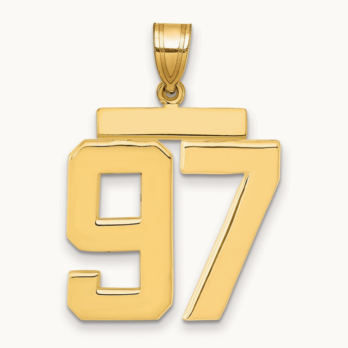 Large Polished Number 97 Charm, 14K