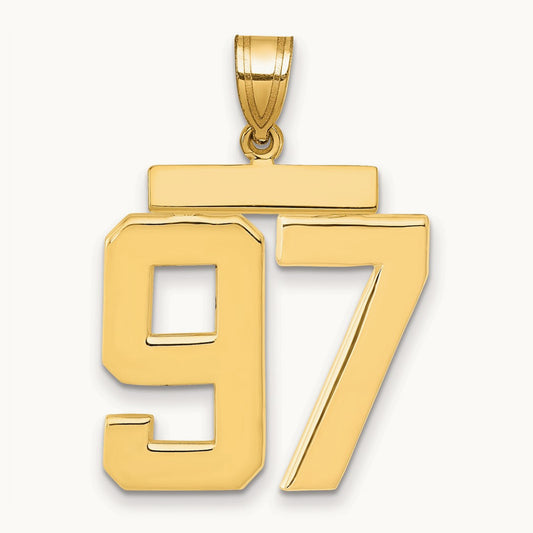 Large Polished Number 97 Charm, 14K