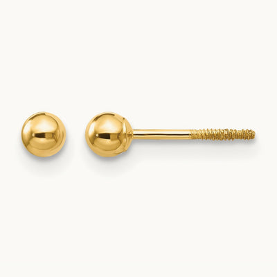 Polished Ball Screwback Earrings — 3mm
