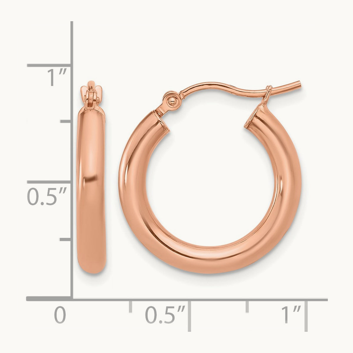 Polished Hoop Earrings, 10K Rose Gold — Leslie's