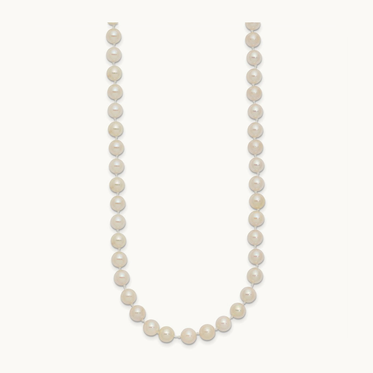 5- Round White Saltwater Akoya Cultured Pearl Necklace, 6mm, 14K