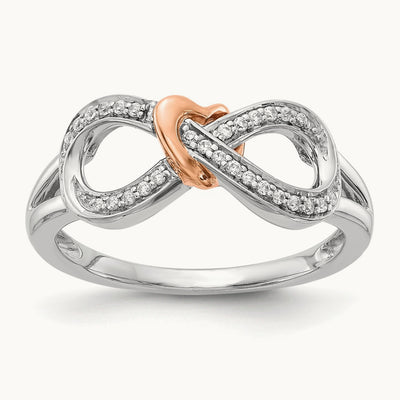 Diamond Infinity w/Heart Ring, 14K Two-tone