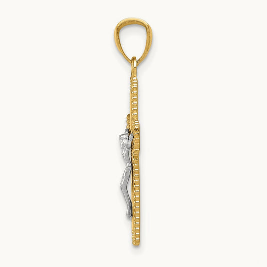 Polished Crucifix Pendant, 14K Two-tone