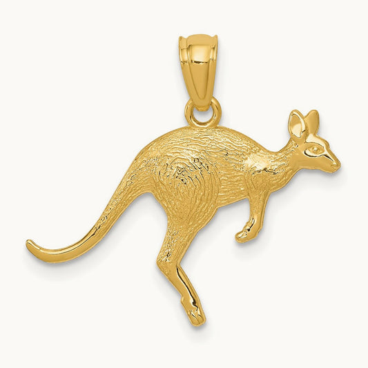 Textured Kangaroo Pendant, 14K Yellow Gold
