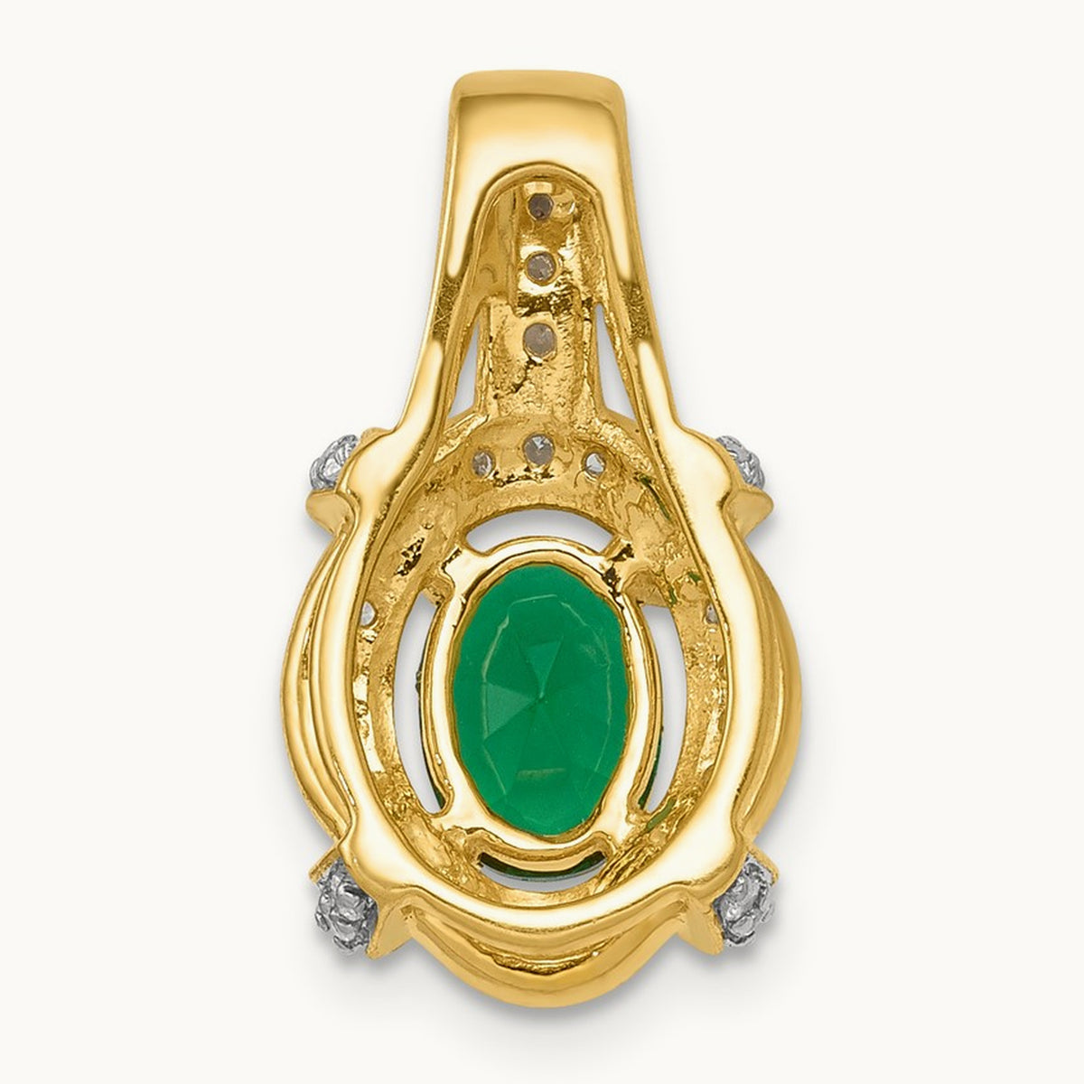 Fancy Diamond and Oval Emerald Pendant, 14K