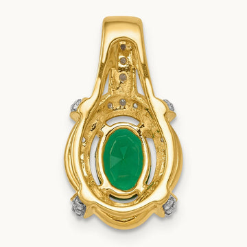 Fancy Diamond and Oval Emerald Pendant, 14K