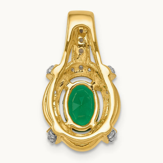 Fancy Diamond and Oval Emerald Pendant, 14K