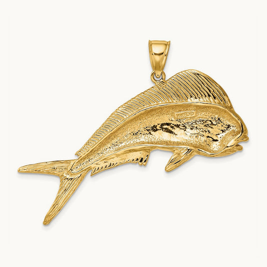 2-D Female Dorado (Mahi-Mahi) Charm, 14K