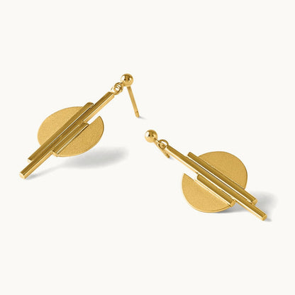 Polished and Brushed Dangle Post Earrings, 14K — Leslie's