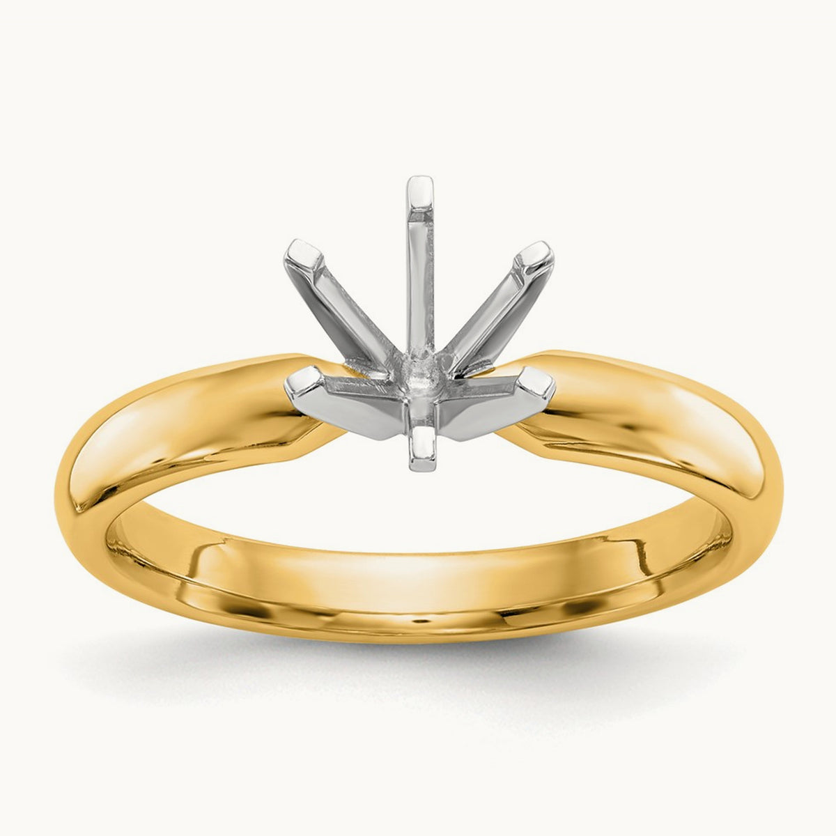 1/8ct. Medium-Wt Comfort-Fit 6-Prong Ring Mounting, 14K Two-tone