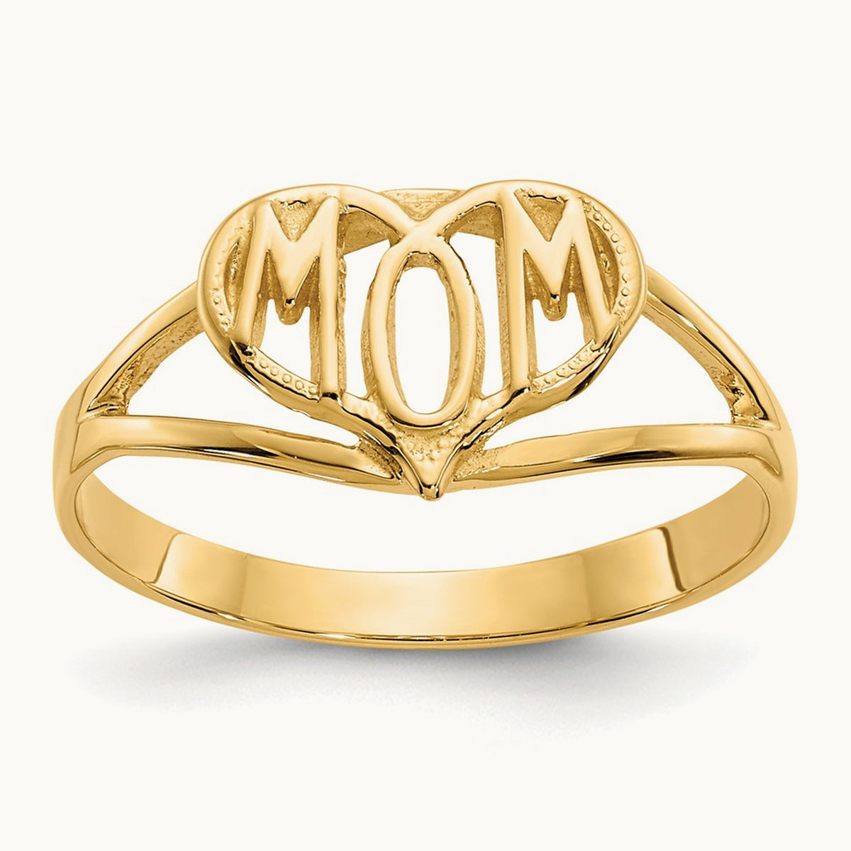 Polished Mom Heart Ring, 14K