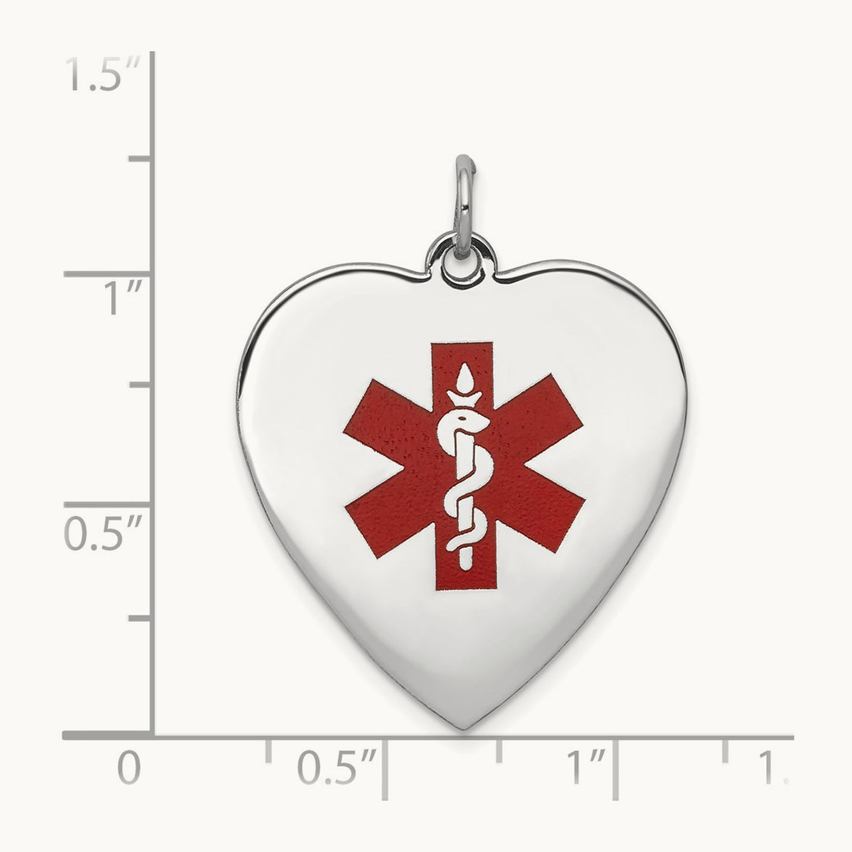 WG Heart-Shaped Enameled Medical Jewelry Pendant, 14K