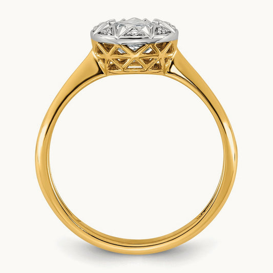 With Rhodium Round Center Ring, 1.00 ct tw Lab-Grown Diamond