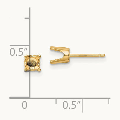 Setting: Round Stud Earring Mounting with backs — 14K Yellow Gold
