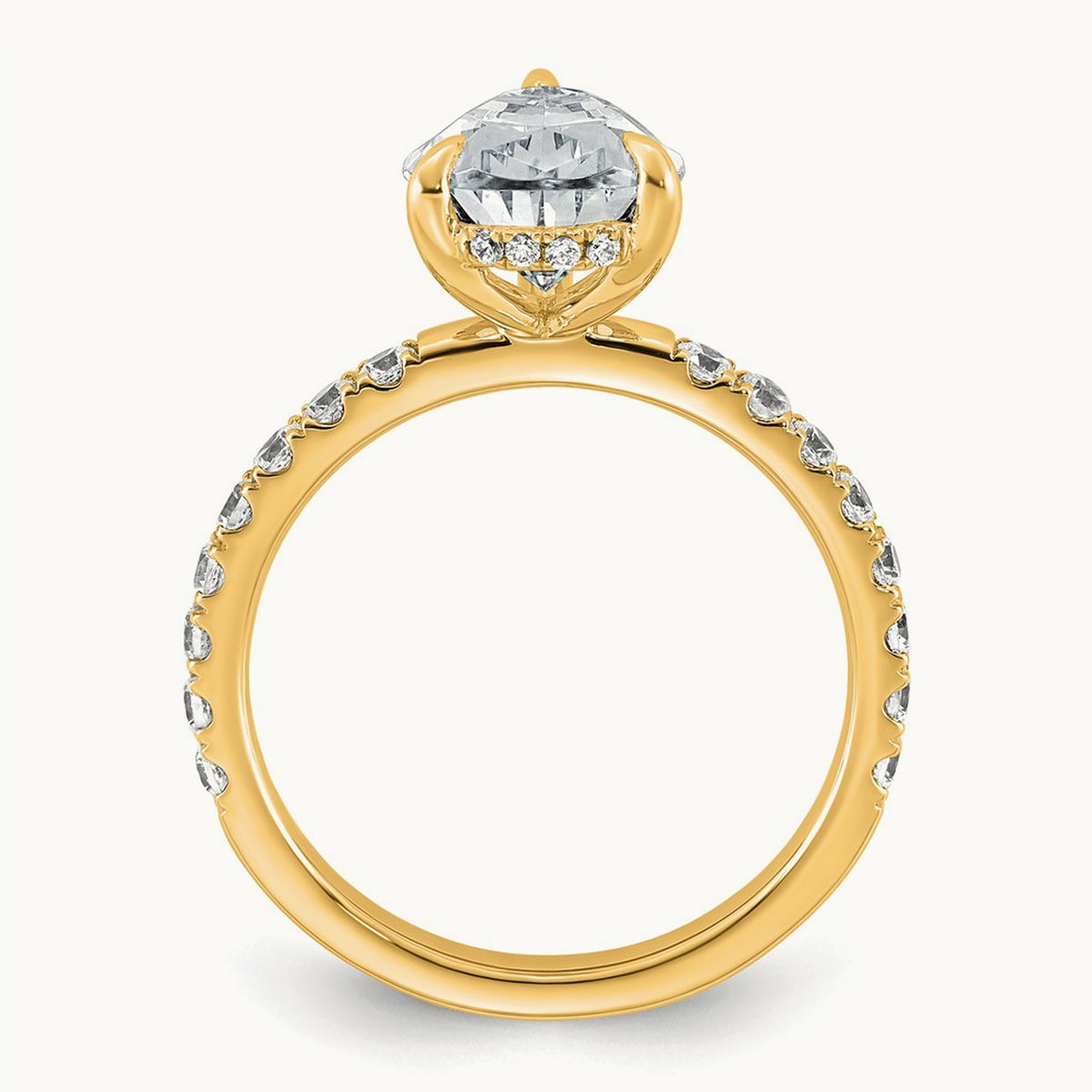 Pear Solitaire Engagement Ring, 1.25-4.75 ct tw Lab-Grown Diamond — 3 1/2 ct, 14K Yellow Gold
