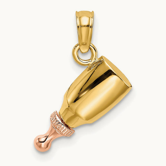 Baby Bottle Charm, 14K Two-tone