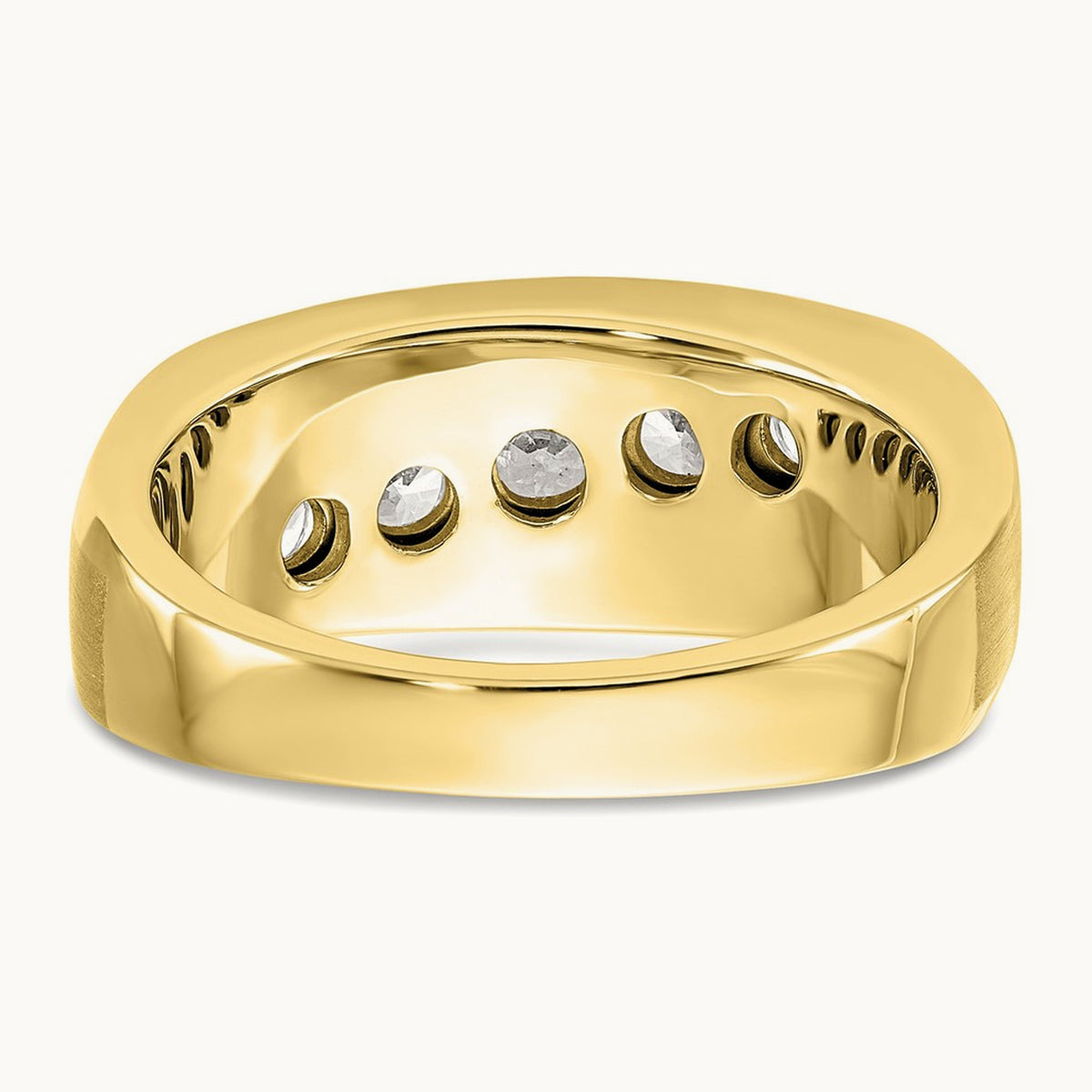 5 Stone Men's Ring, 1.00 ct tw Lab-Grown Diamond — 10K Yellow Gold