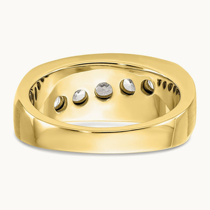 5 Stone Men's Ring, 1.00 ct tw Lab-Grown Diamond — 10K Yellow Gold