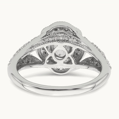 Polish Vintage Halo 1ct Oval Semi-Mount Dia Ring, 14K White