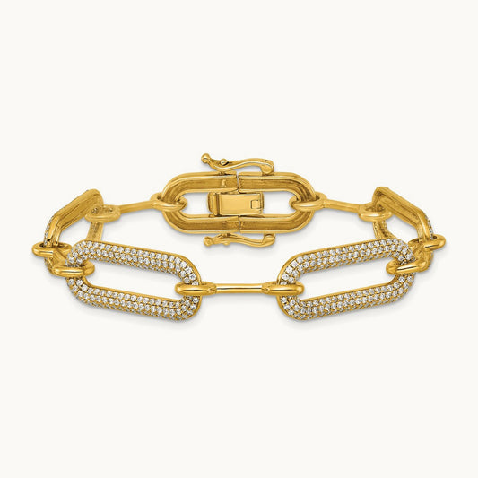 Polished Diamond Paperclip Link Bracelet, 14K