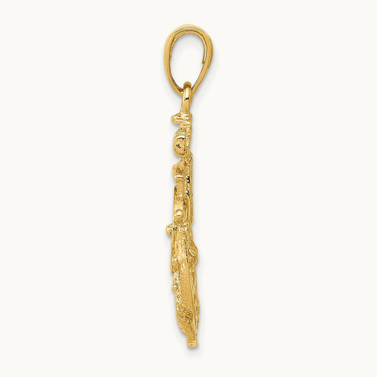Medium Anchor with Wheel Pendant — 14K Yellow Gold