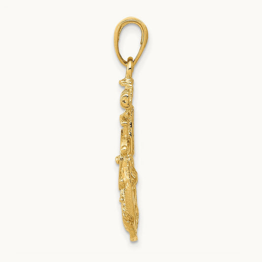 Medium Anchor with Wheel Pendant — 14K Yellow Gold