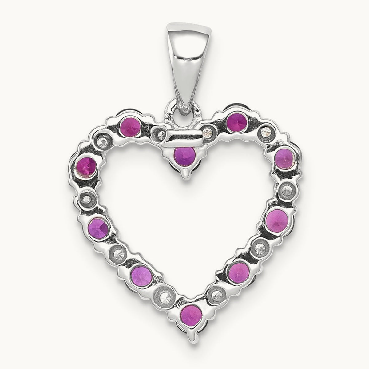 Diamond and .35 Ruby Heart Pendant — 14K White Gold