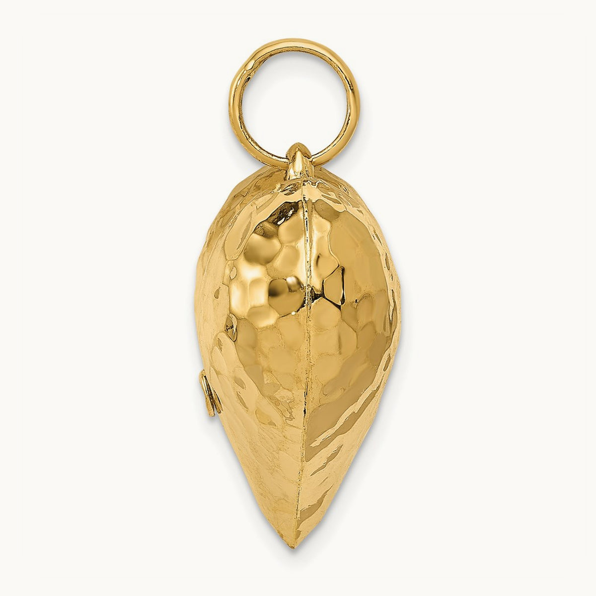 Polished and Hammered 3-D Heart Pendant — 27mm