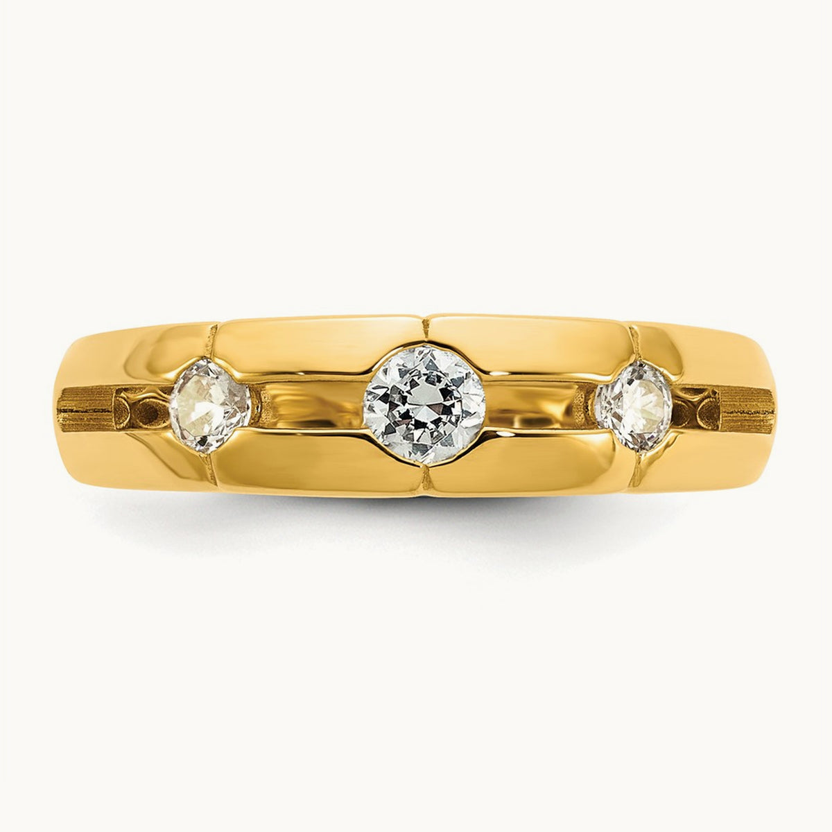 Setting: IB Goodman Men's Polished 3-Stone Diamond Ring Mounting, 14K Gold — 14K Yellow Gold