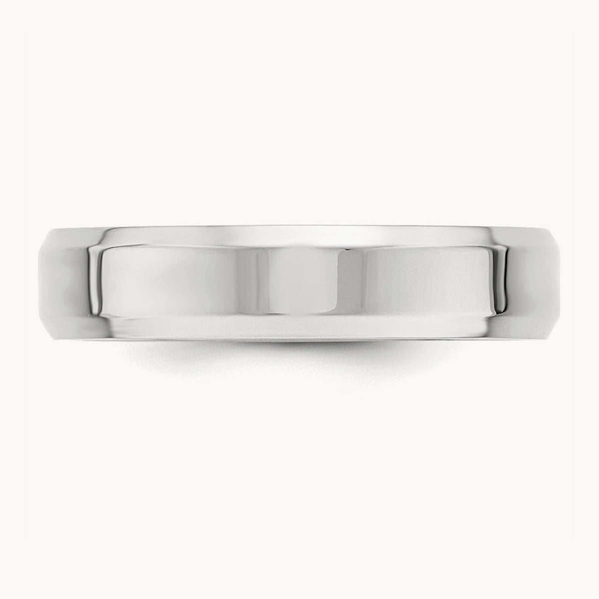 Bevel Edge Comfort Fit Band, 5mm, 10K White Gold