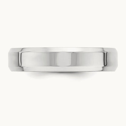 Bevel Edge Comfort Fit Band, 5mm, 10K White Gold