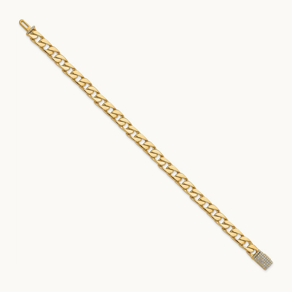 Hand-polished Fancy Link Diamond Clasp Bracelet — 6.5mm