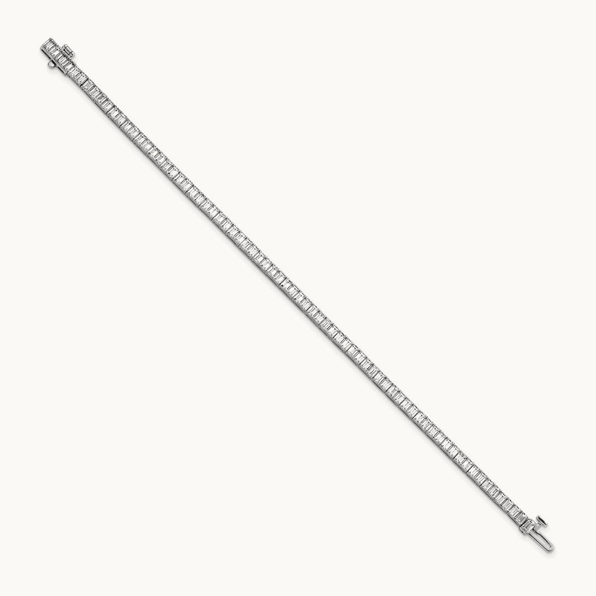 Emerald Bezel Tennis Bracelet, 7.00 ct tw Lab-Grown Diamond — 14K White Gold