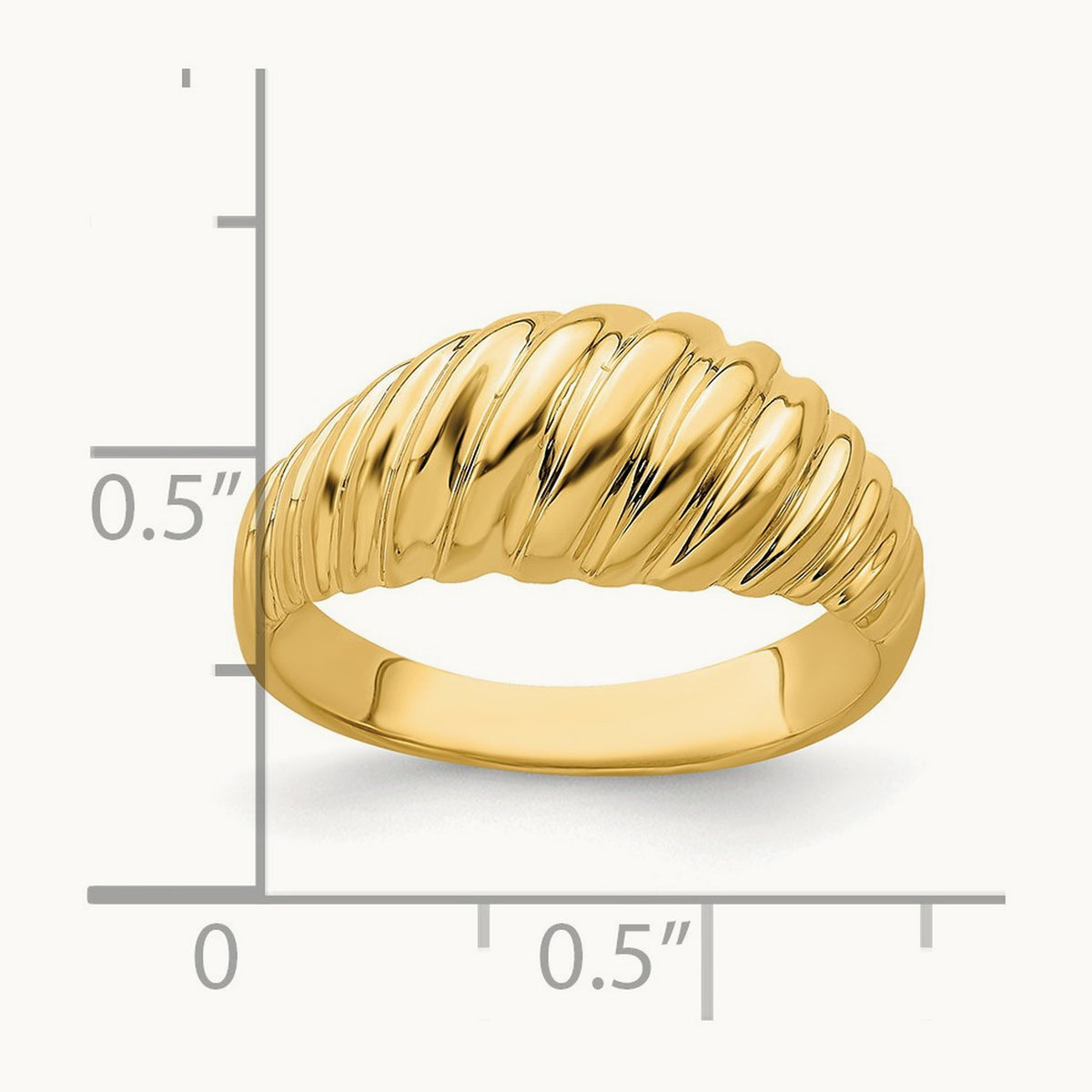 Polished Shrimp Dome Ring, 14K