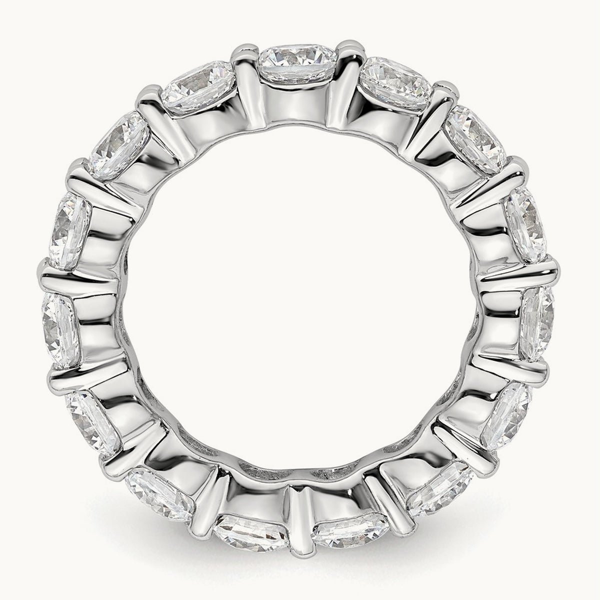 Polished Shared Prong Diamond Eternity Band, 4.00 ct tw — 14K White Gold