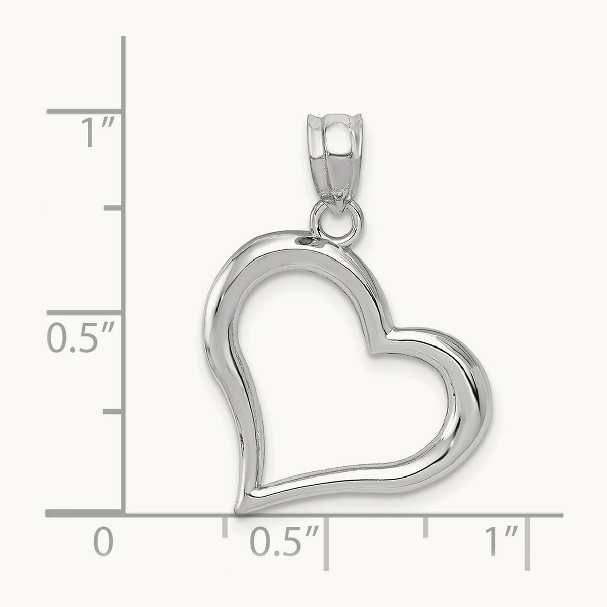 Polished Open Heart Pendant, 14K White Gold
